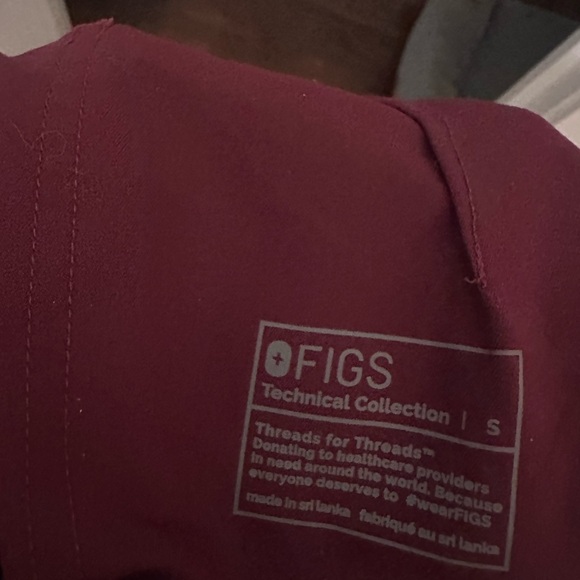 Figs High Waisted Burgundy Pants - Picture 2 of 4